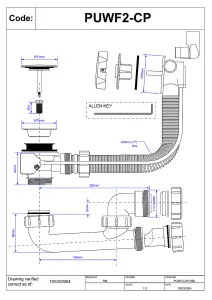 McAlpine PUWF2-CP Wasteflow with Pop-Up Waste and Trap, Chrome Plated Brass Control Knob