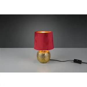 Luminosa Sophia Modern Table Lamp with Round Tapered Shade Gold Red Shade - UK Stock