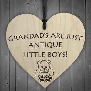 Grandads Antique Little Boys Novelty Wooden Hanging Heart Funny Grandad Gift For Men