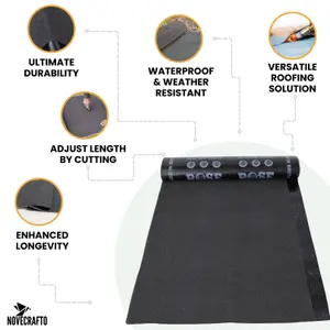 Premium Torch-On Heavy Duty Roofing Felt - Durable Mineral Capsheet - SBS Modified Bitumen Membrane 8m Roll x 1m Wide Black