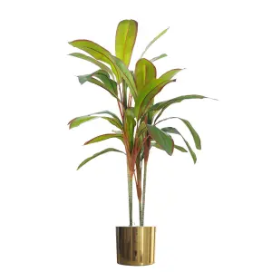 Tropical Artificial Dracaena Palm Plant Realistic Large Gold Planter 100cm Botanik