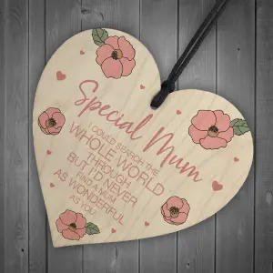 Mum Gift Wooden Hanging Heart For Birthday Mothers Day Gift For Her Keepsake