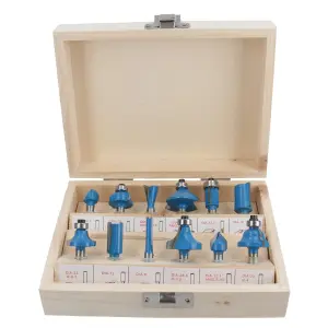 12pc Tungsten Carbide Tip TCT Router Bit Set With 1/4 Shank Cutter Laminate