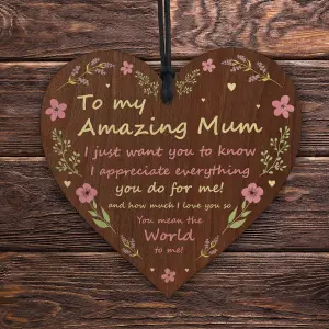 Red Ocean Mothers Day Gifts  A Present For Mum  Handmade Plaque  Wooden heart hanging plaque Mother from daughter thank you