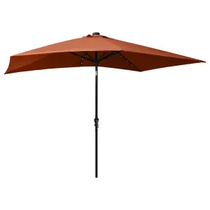 Berkfield Parasol with LEDs and Steel Pole Terracotta 2x3 m