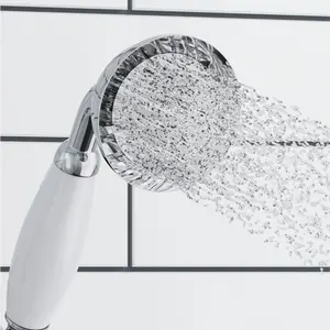 ENKI Traditional Chrome White Brass & Ceramic Handheld Shower Head & Hose EO014