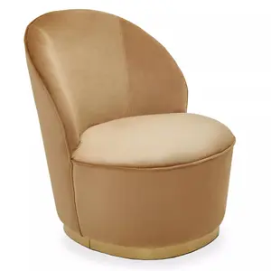 Interiors by Premier Distinctive Beige Velvet Gold Base Chair, Modern Armless Accent Chair, Beige Wooden Chair For Dining Room