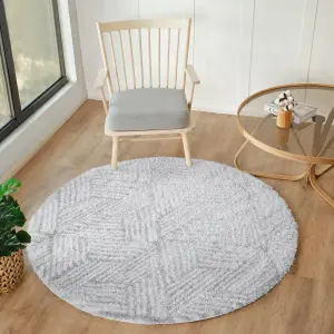 ALLIE Round Modern Shaggy Area Rug 160 x 160 cm