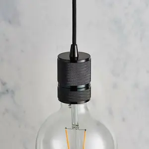 Hanging Ceiling Pendant Light & Rose Kit Black Chrome Industrial Adjustable Lamp