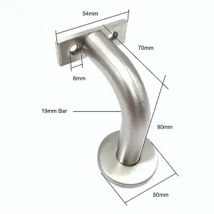 EAI Stainless Handrail Bracket Heavy Duty PAK of 5 - 70mm / 19mm Bar - Satin Stainless - Pack of 5