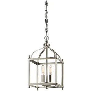 Luminosa Larkin 2 Light Small Ceiling Pendant Brushed Nickel, E14