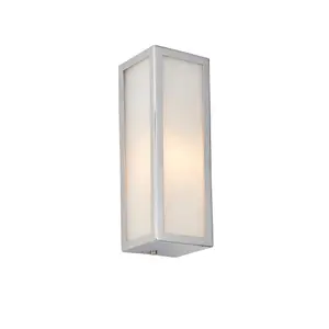 Nayland Chrome with Frosted Glass Contemporary 1 Light Bathroom Wall Light