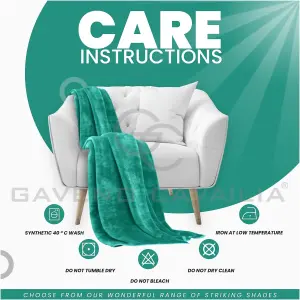 GC GAVENO CAVAILIA Luxury Faux Fur Throw 150x200 CM Teal Fleece Blanket for Double Bed & Sofa Bed