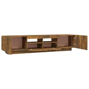 Berkfield 2 Piece TV Cabinet Set with LED Lights Smoked Oak Engineered Wood