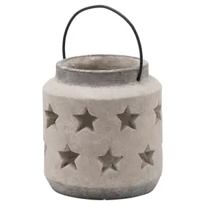 Hill Interiors Bloomville Stone Star Candle Lantern Stone (23cm x 18cm x 18cm)