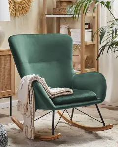 Rocking Chair ELLAN Velvet Dark Green