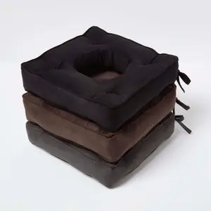 Homescapes Chocolate Faux Suede Coccyx Cushion with Ties