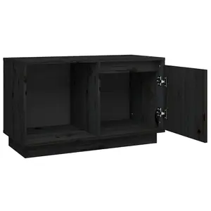 Berkfield TV Cabinet Black 74x35x44 cm Solid Wood Pine