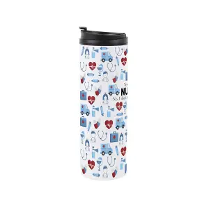 Nurse Travel Mug - Novelty Trades Gift Stainless Steel Vacuum-Sealed Double-Walled Hot/Cold Drinks Travel Flask