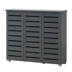 5 Tier Shoe Storage Cabinet 3 Door Cupboard Stand Rack Unit Dark Grey