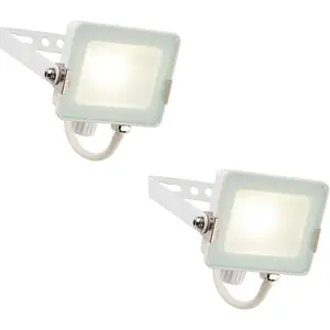 2 PACK Outdoor Waterproof LED Floodlight - 10W Cool White LED - Matt White