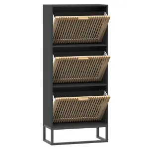 Berkfield Shoe Cabinet Black 52x25x120 cm Engineered Wood