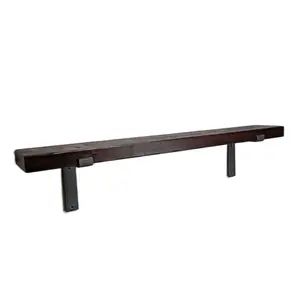 Maryvonne Oak Bracket Shelf with Reclaimed Wood Walnut / 24cm H x 180cm W x 14.5cm D