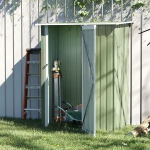 Outsunny Outdoor Storage Shed Steel Garden Shed w/ Lockable Door Light Green