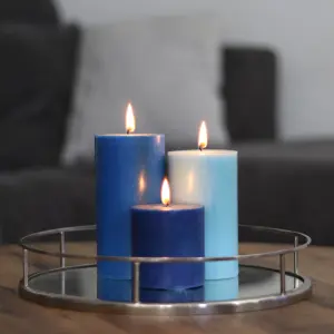 Pillar Candle Set of 3 Blue Candles by Laeto Ageless Aromatherapy - FREE DELIVERY INCLUDED