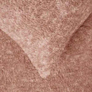 Teddy Fleece 4 x Pillowcase Marl Supersoft Warm Plush Pillow Cover, Pink