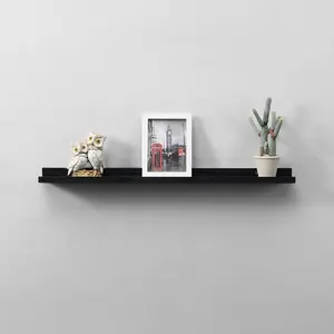 2 Piece Floating Shelf Black / 4cm H x 80cm W x 10cm D