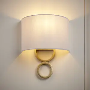 Carter Satin White Gold effect Wired Wall light