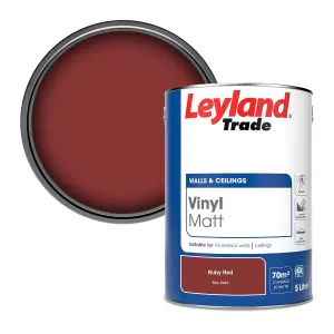 Leyland Trade Vinyl Matt Walls & Ceilings Emulsion Paint Ruby Red (RAL 3003) 5L