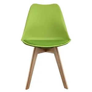 Soho Green Plastic Dining Chair with Squared Light Wood Legs