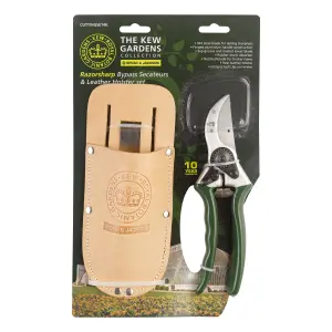 Spear & Jackson CUTTINGSET4K Kew Gardens Collection Bypass Secateurs and Leather Holster Set