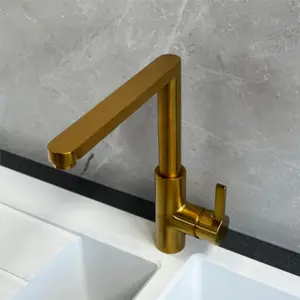 Liquida W25BR 360 Degree Swivel Spout Brushed Brass Kitchen Mixer Tap