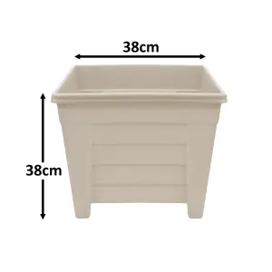 simpa 2PC Taupe Grosvenor Square Plastic Planters 38cm (Dia)