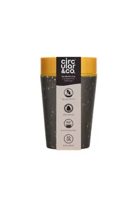 Circular Coffee Cup 8oz Black & Electric Mustard