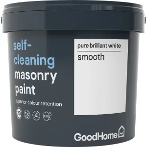 GoodHome Self-cleaning Pure brilliant white Smooth Matt Masonry paint, 5L Tub