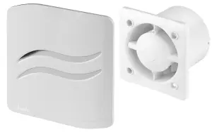 Awenta 100mm Timer S-LINE Extractor Fan White ABS Front Panel Wall Ceiling Ventilation