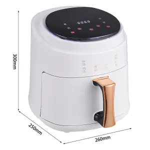 Family Size 5.5 L 1400W White Digital Air Fryer Oven with Non Stick Basket and Timer