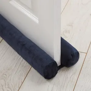 Catherine Lansfield Kingsley Matt Velvet Double Sided Under Door Draught Excluder Navy Blue