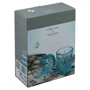 URBNLIVING 345ml 8 Pcs Whisky Scotch Vodka Tumbler Blue Glassware Sets