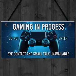 Red Ocean Funny Gamer Gift - Gaming In Progress Games Room Sign - Gaming Sign For Boys Bedroom Man Cave