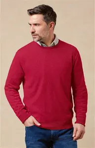 House Of Bruar Men's Merino Crew Neck - Red