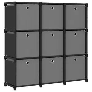 Berkfield 9-Cube Display Shelf with Boxes Black 103x30x107.5 cm Fabric