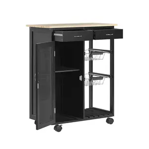 Pavillion Wood Kitchen Cart Black