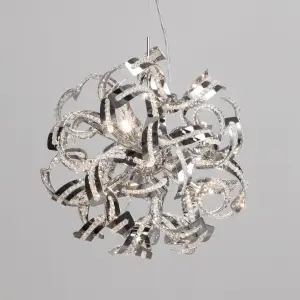 Litecraft Twirl Chrome 6 Lamp Modern Ceiling Pendant Light