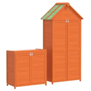 Berkfield 2 Piece Garden Tool Shed Set Brown Solid Wood Pine