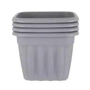 Wham 4x Vista Plastic Planter, Square Garden Plant Pot, Medium Floor Pot (40cm, 25L, Pack of 4) Made in UK (Upcycle Grey)